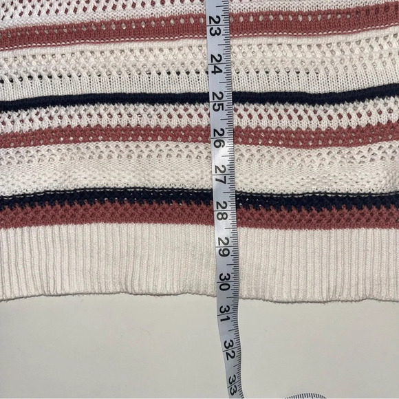 Lane Bryant White Striped Pointelle Knit Short Sleeve Sweater 4X Women’s - Picture 7 of 10